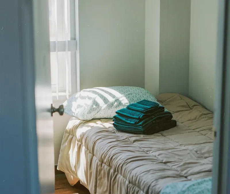 bed with sunlight