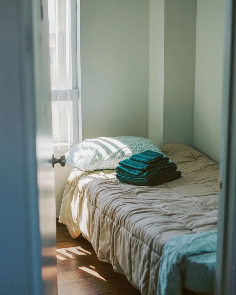 bed with sunlight