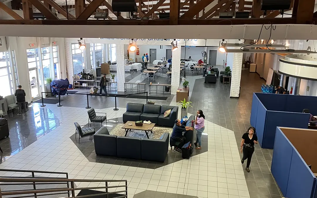 Image of navigation center from 2nd floor down to lobby