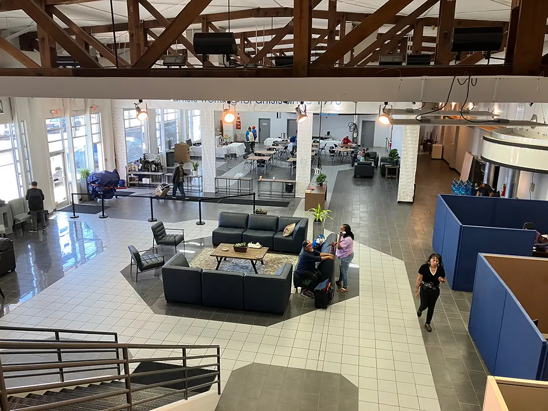 Image of navigation center from 2nd floor down to lobby